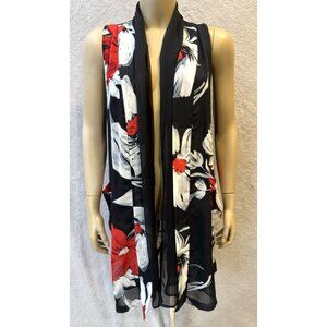 IC by Connie K Jacket High Low Tunic Jacket, Sleeveless Draped Open Front Sz S/M